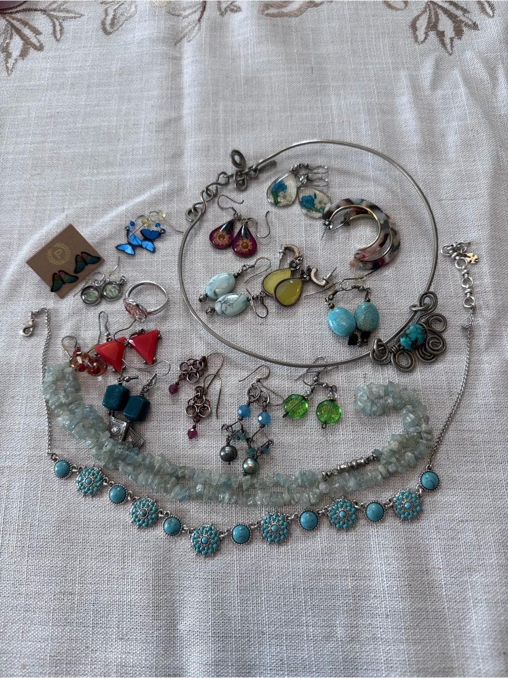 Turquoise Floral Drop Necklace - Women Jewelry